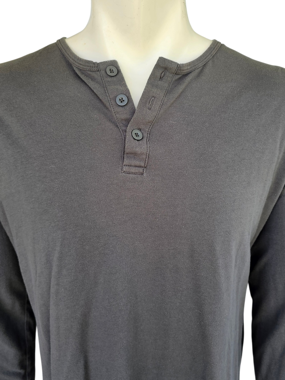 True Classic Men’s XL Gray Long Sleeve Henley T Shirt Casual Soft